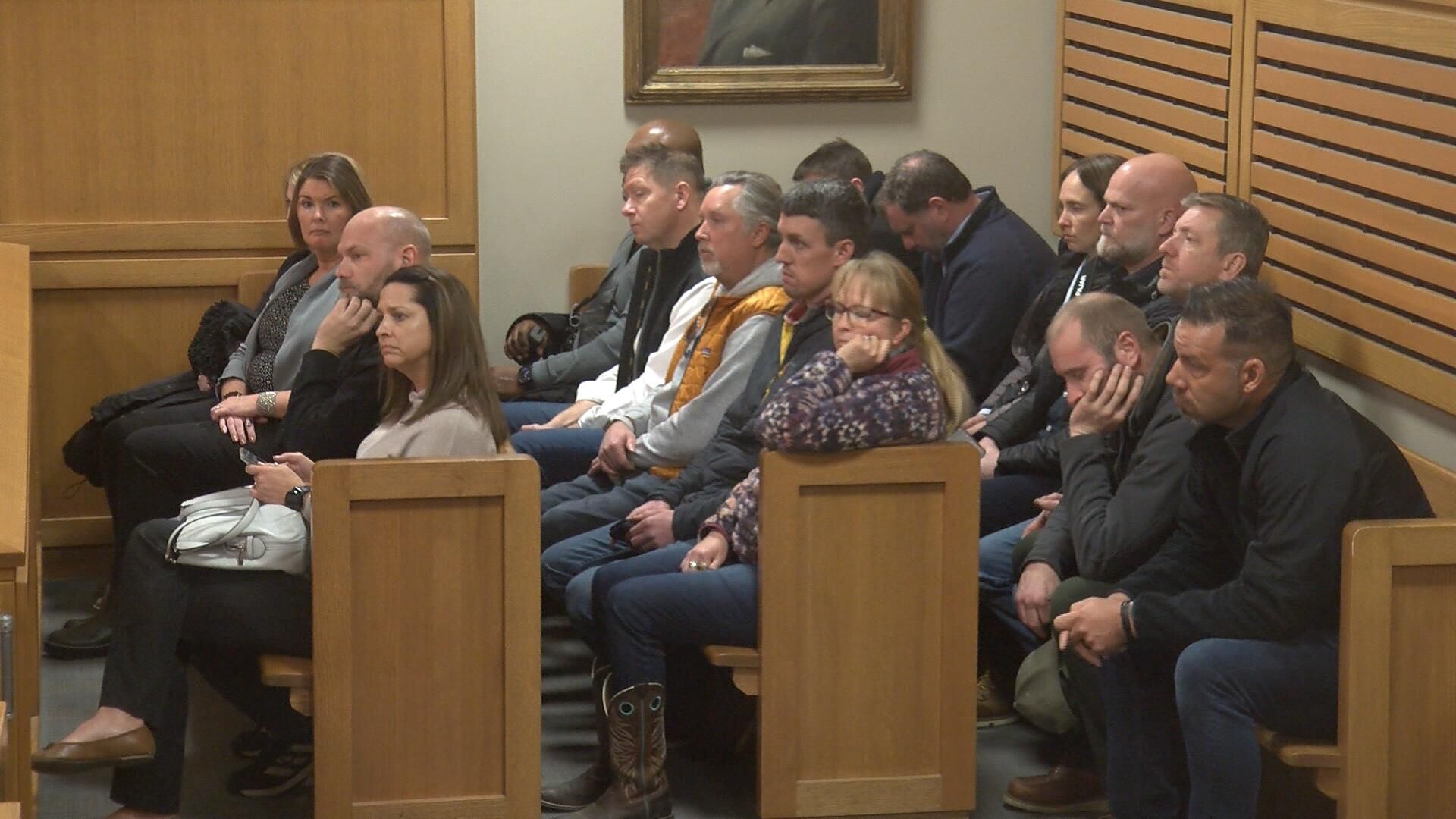 Show of support for DOJ Agent Mark Wagner at arraignment in shooting involving Quadren Wilson